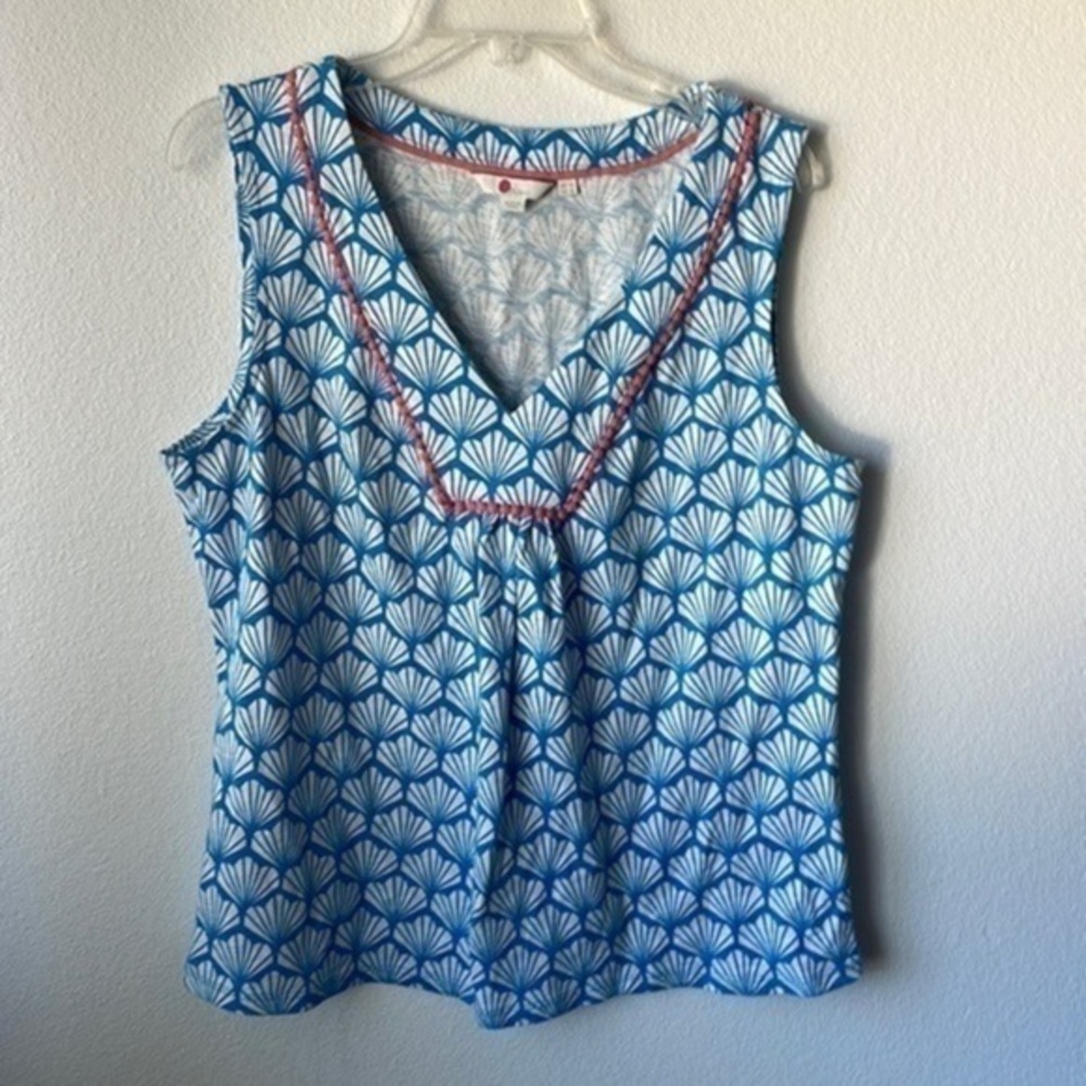 Boden top Seashell tank blue white pink trim size 12 softgirl